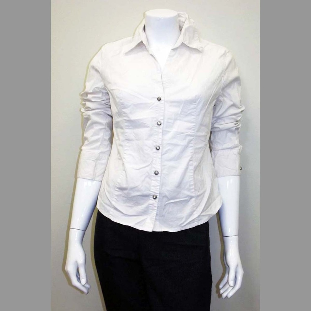 White Button Stretch Blouse - Free w/ ANY purchase